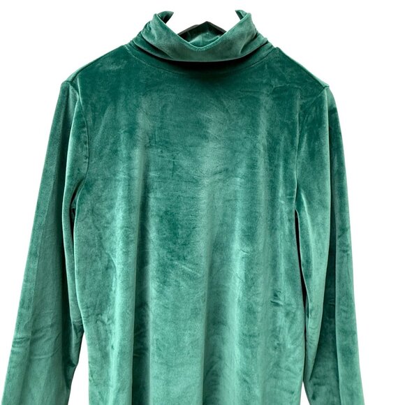 BELLE Kim Gravel Velour Turtleneck Womens Top Medium Green Velvety Soft Pullover - Picture 5 of 7